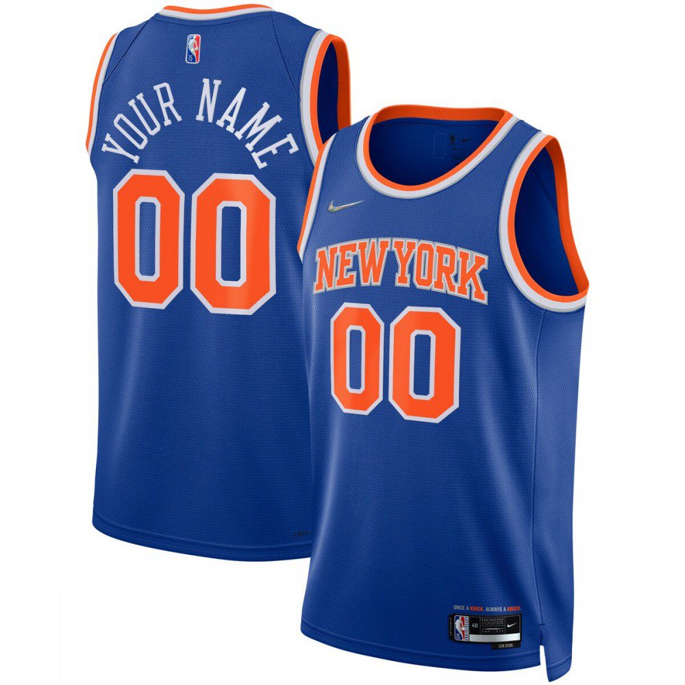 New York Knicks 2021/22 Diamond Swingman Custom Jersey - Icon Edition - Blue-Pro Kit Vault | Brand New 26/27 Sports Jerseys